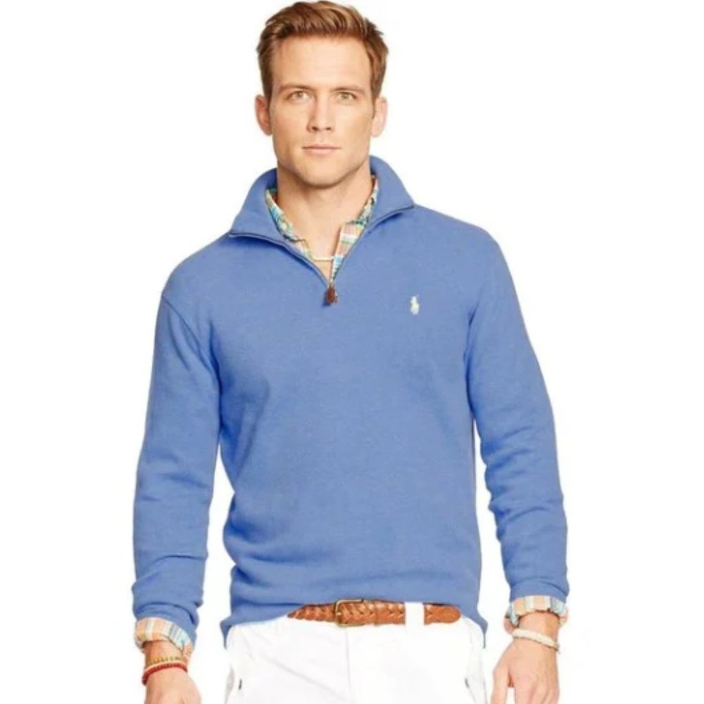 VINTAGE POLO RALPH LAUREN Estate Rib Cotton Men’s Quarter Zip Pullover Sweater